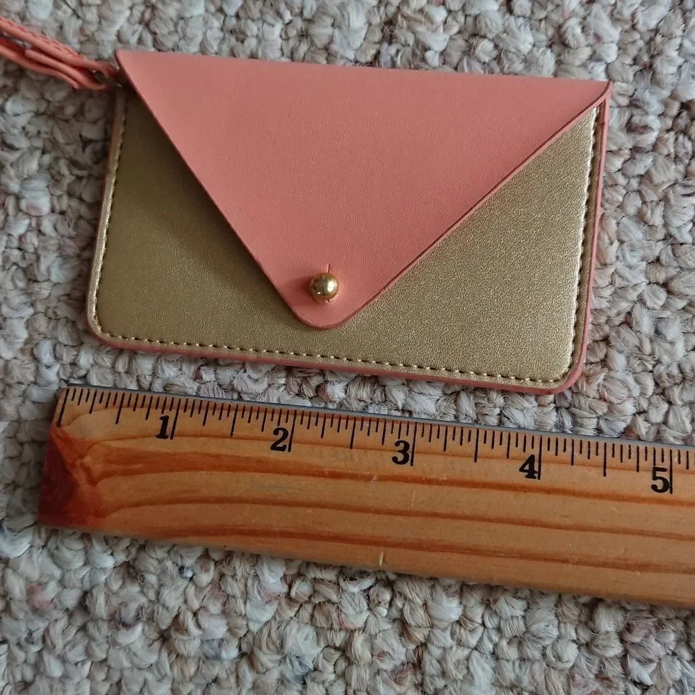 Minor History Gold and Peach Credit Card Holder Case w Wristlet Strap
